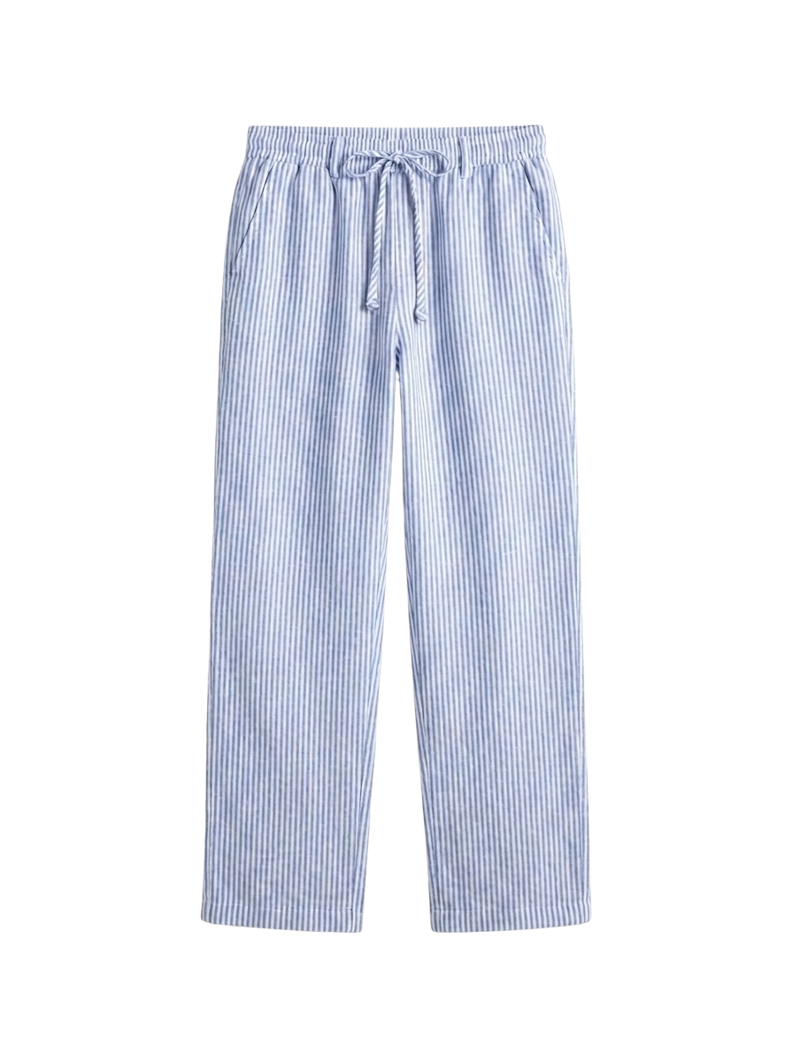 Leinen Hose Blau Weiß